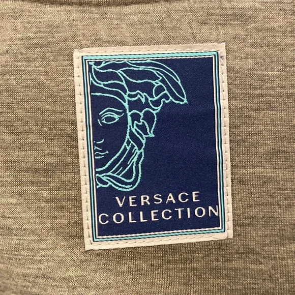 Versace Gray Scuba Bomber Jacket with Turquoise Trim Sz XL - Picture 10 of 13